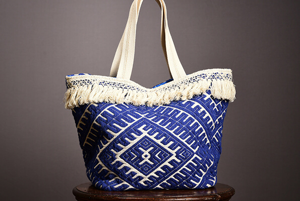 Blue fringed bag from La Redoute