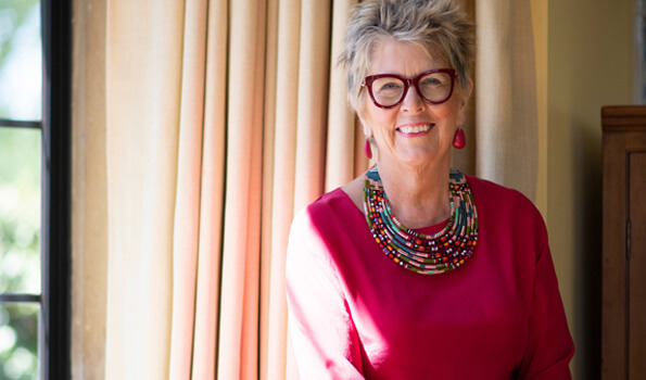 Prue Leith wearing her favorite necklace