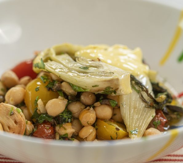 Laura Jackson’s Roast Tomatoes with chickpeas and green sauce