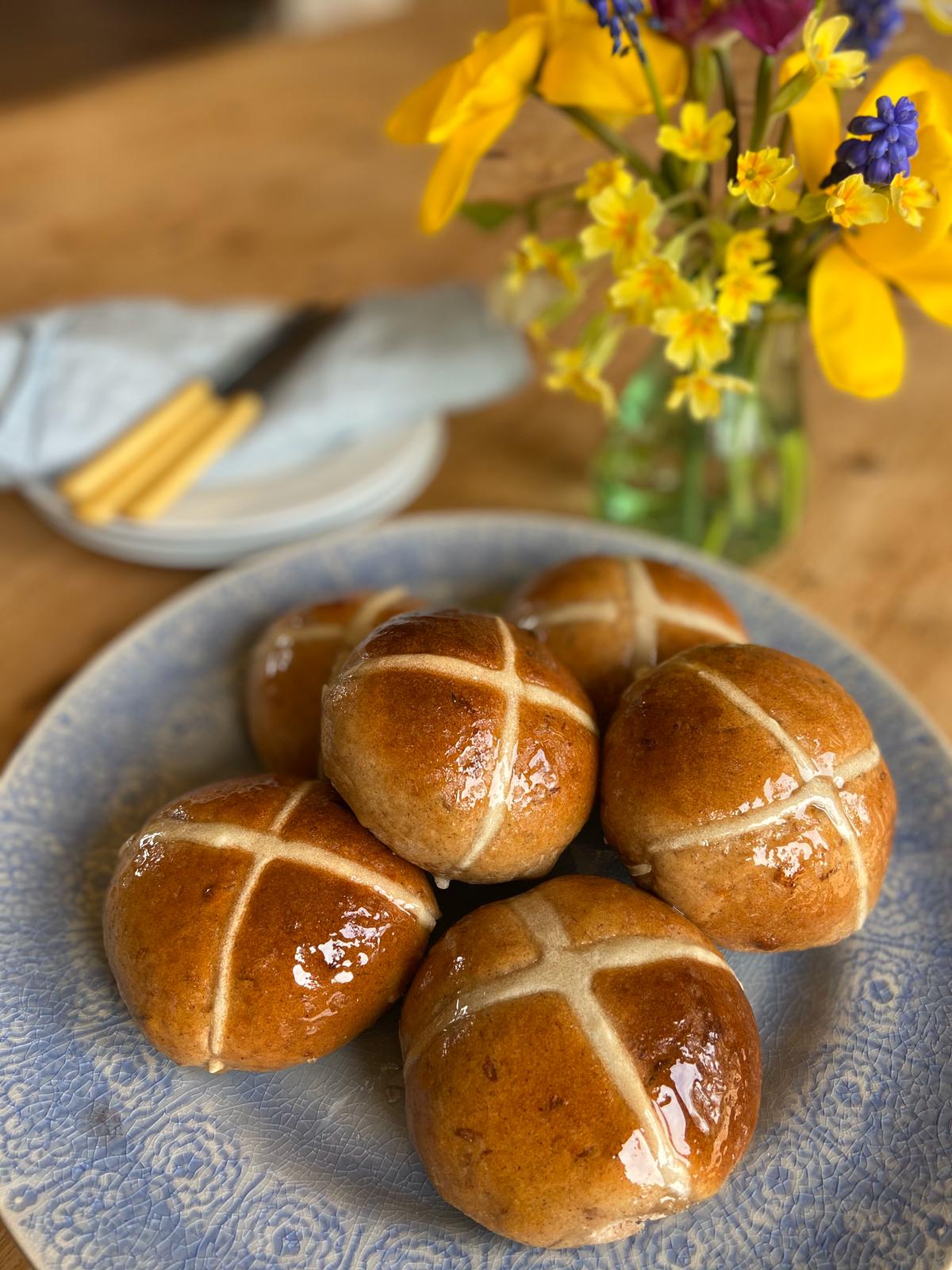 Prue Leith shares her recipe for hot cross buns. 