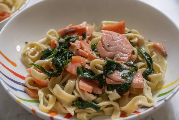 Pasta with spinach and smoked salmon Half hour pasta