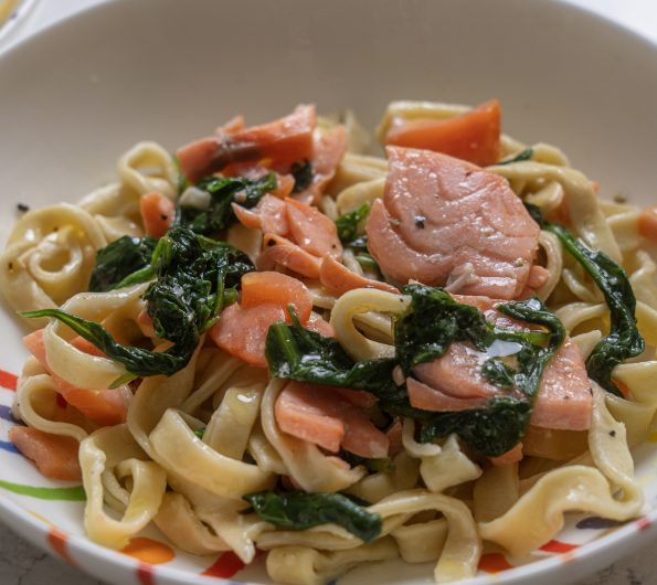 Pasta with spinach and smoked salmon Half hour pasta