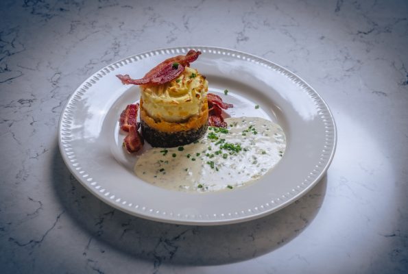 Haggis and Bacon with Instant Mash