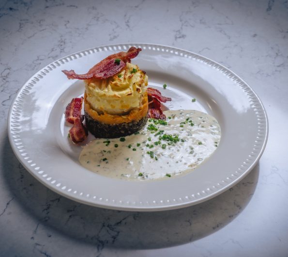 Haggis and Bacon with Instant Mash