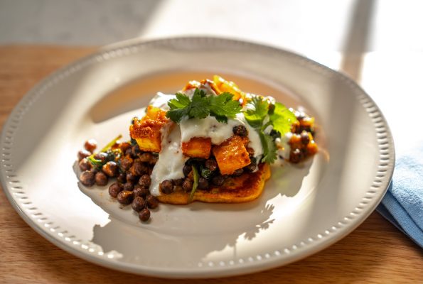 Indian pancakes with carlin pea saag and paneer