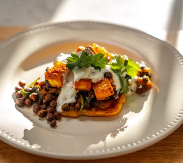 Indian pancakes with carlin pea saag and paneer