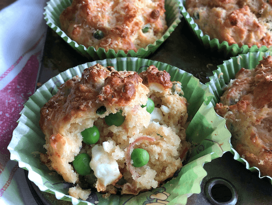 Ham hock, cheese and pea muffins