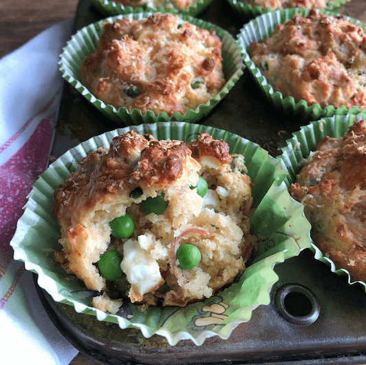 Ham hock, cheese and pea muffins