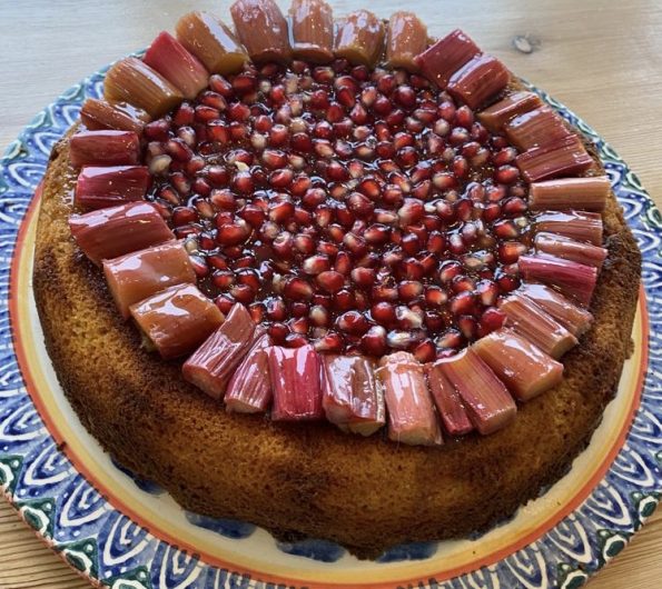 Orange, Rhubarb and Pomegranate cake- Gluten Free